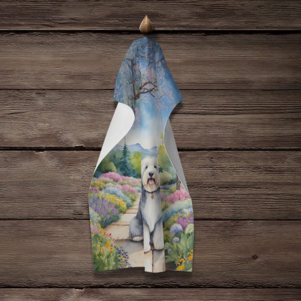 Old English Sheepdog Spring Path Kitchen Towel Discount - Image 4