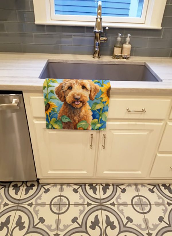 Labradoodle in Sunflowers Kitchen Towel Online Sale - Image 2