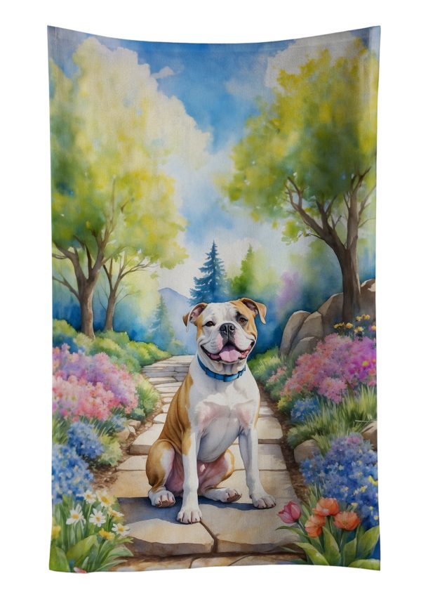 American Bulldog Spring Garden Kitchen Towel Online now