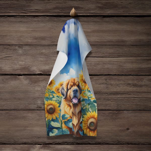 Tibetan Mastiff in Sunflowers Kitchen Towel For Discount - Image 4