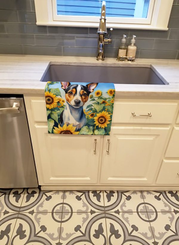 Rat Terrier in Sunflowers Kitchen Towel Sale - Image 2