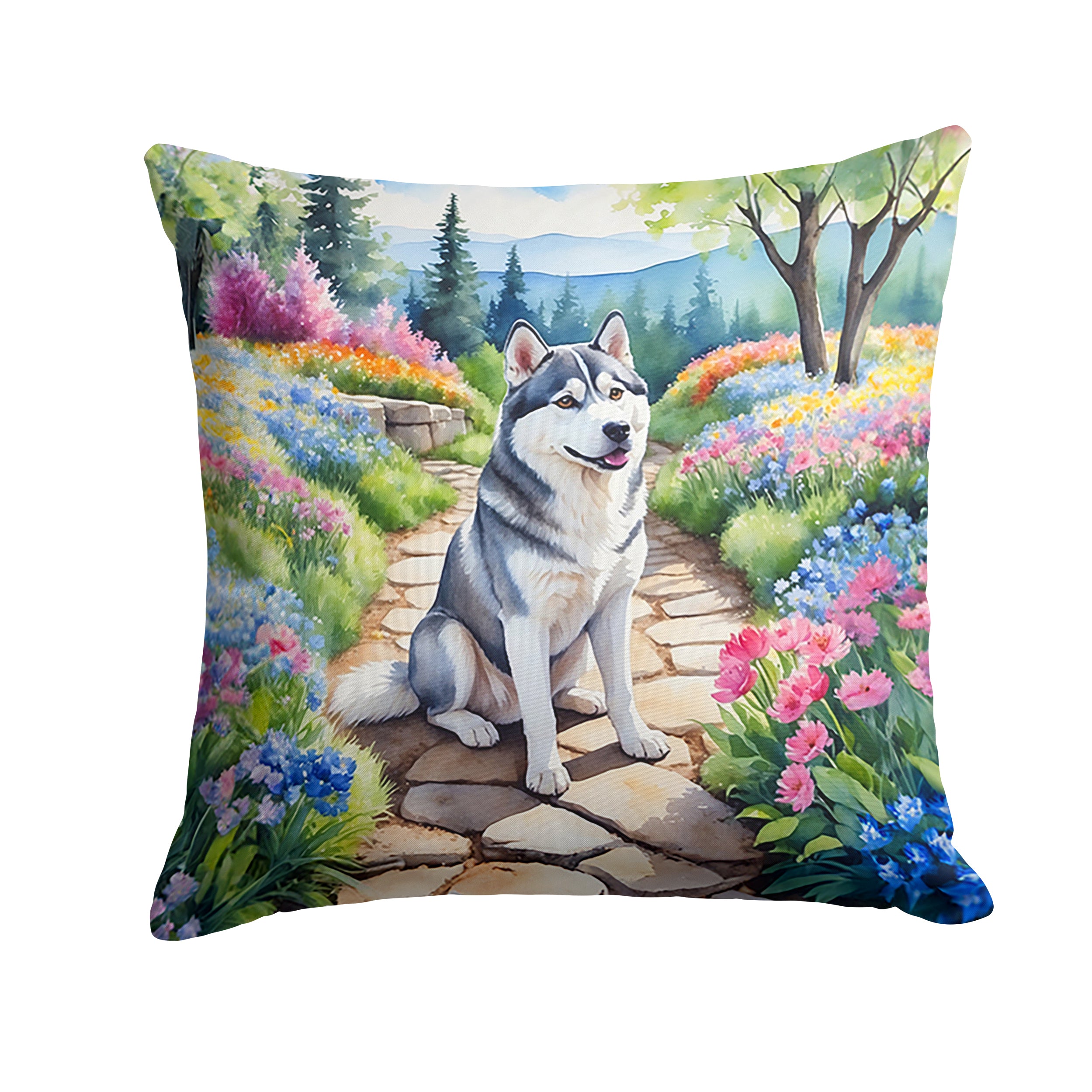 Siberian Husky Spring Path Throw Pillow Online Hot Sale