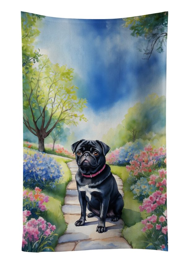 Black Pug Spring Path Kitchen Towel Online