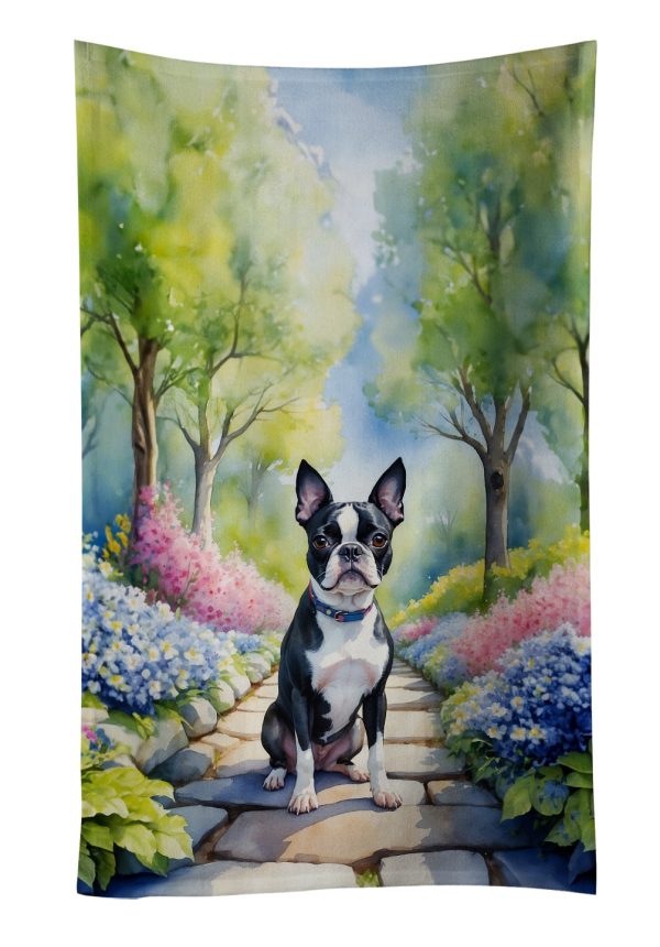 Boston Terrier Spring Path Kitchen Towel on Sale