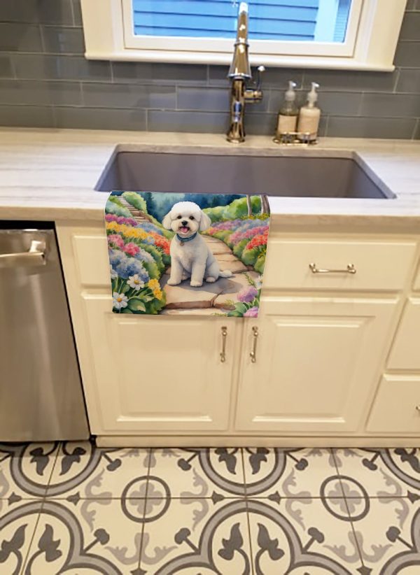 Bichon Frise Spring Path Kitchen Towel Sale - Image 2
