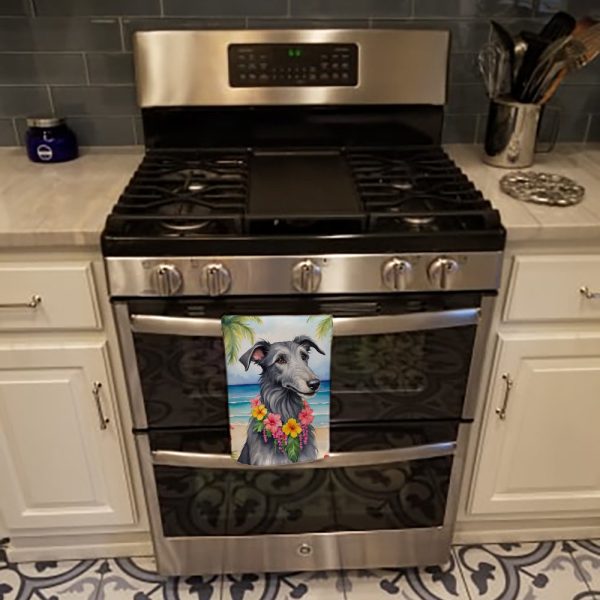 Scottish Deerhound Luau Kitchen Towel Online now - Image 3