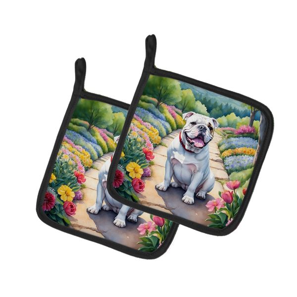 English Bulldog Spring Path Pair of Pot Holders Online Sale