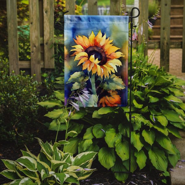 Sunflowers in Watercolor Garden Flag – Outdoor Decorative Garden Flag For Sale - Image 2