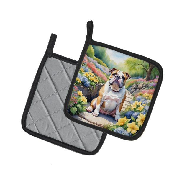 English Bulldog Spring Path Pair of Pot Holders Online Hot Sale - Image 2