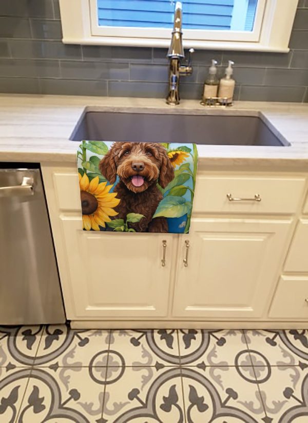 Labradoodle in Sunflowers Kitchen Towel Cheap - Image 2