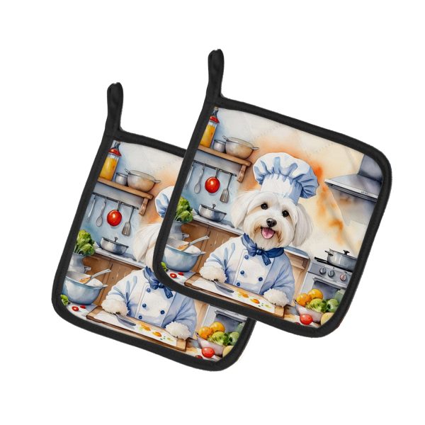 Coton de Tulear The Chef Pair of Pot Holders Supply