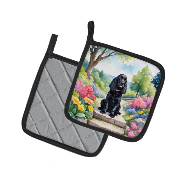 Cocker Spaniel Spring Path Pair of Pot Holders Online now - Image 2