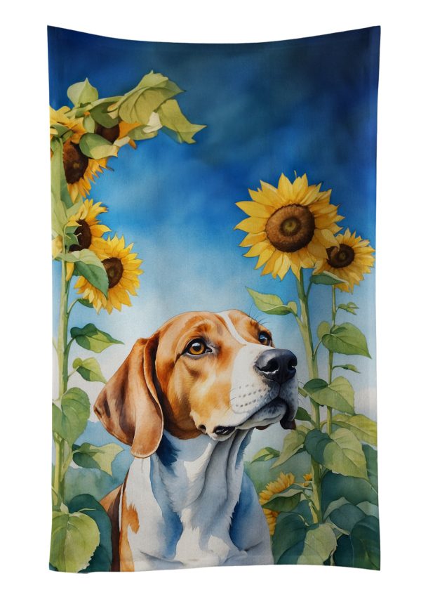 English Foxhound in Sunflowers Kitchen Towel Supply