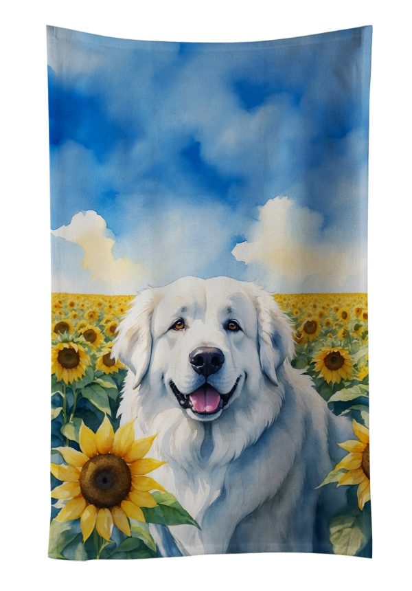 Great Pyrenees in Sunflowers Kitchen Towel Sale