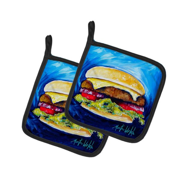 I Want Mine Dressed Hamburger Pair of Pot Holders For Sale