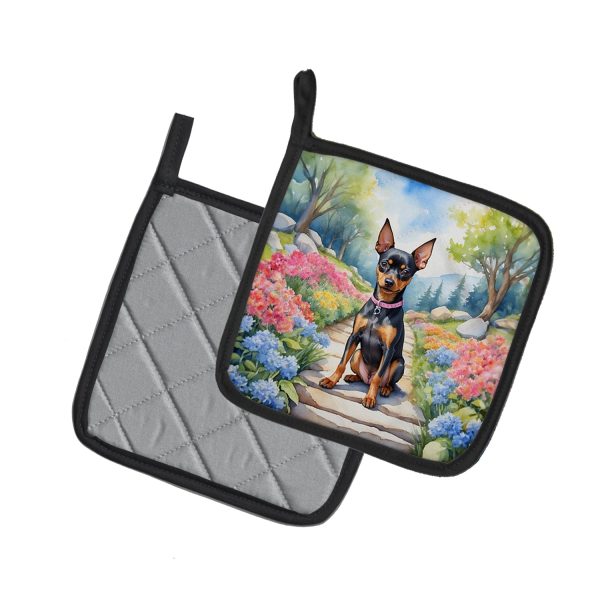 Miniature Pinscher Spring Path Pair of Pot Holders Cheap - Image 2