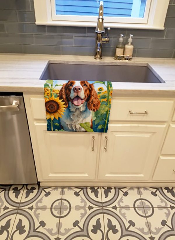 Welsh Springer Spaniel in Sunflowers Kitchen Towel Hot on Sale - Image 2