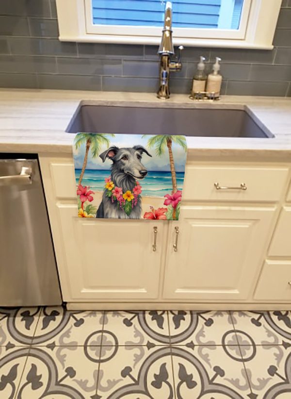 Scottish Deerhound Luau Kitchen Towel Online now - Image 2