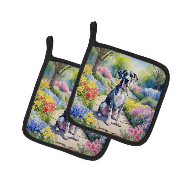 Great Dane Spring Path Pair of Pot Holders Online Hot Sale