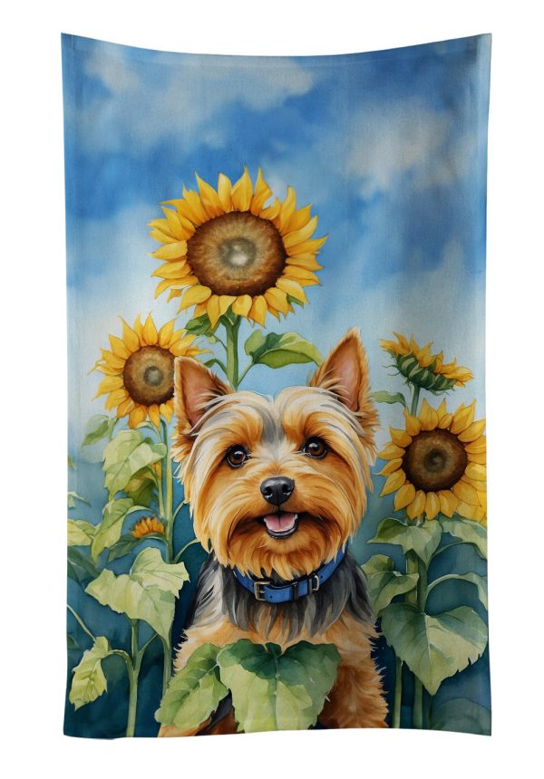Silky Terrier in Sunflowers Kitchen Towel Supply