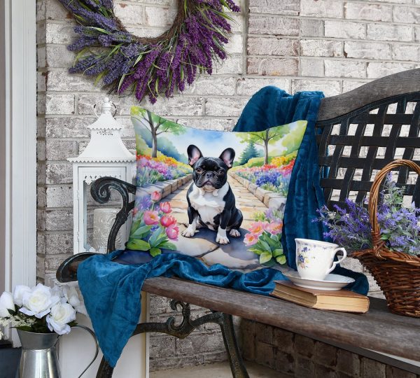 French Bulldog Spring Path Throw Pillow Discount - Image 4