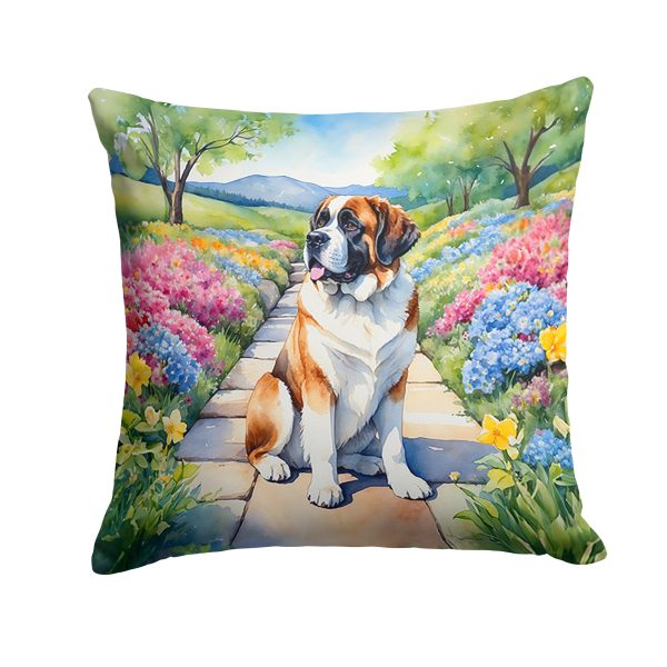 Saint Bernard Spring Path Throw Pillow Online Sale