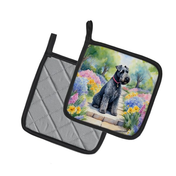 Kerry Blue Terrier Spring Path Pair of Pot Holders Hot on Sale - Image 2