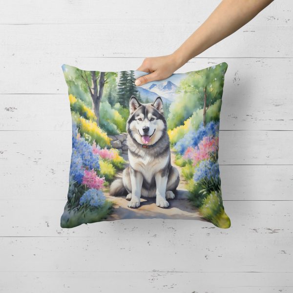 Alaskan Malamute Spring Garden Throw Pillow Cheap - Image 2