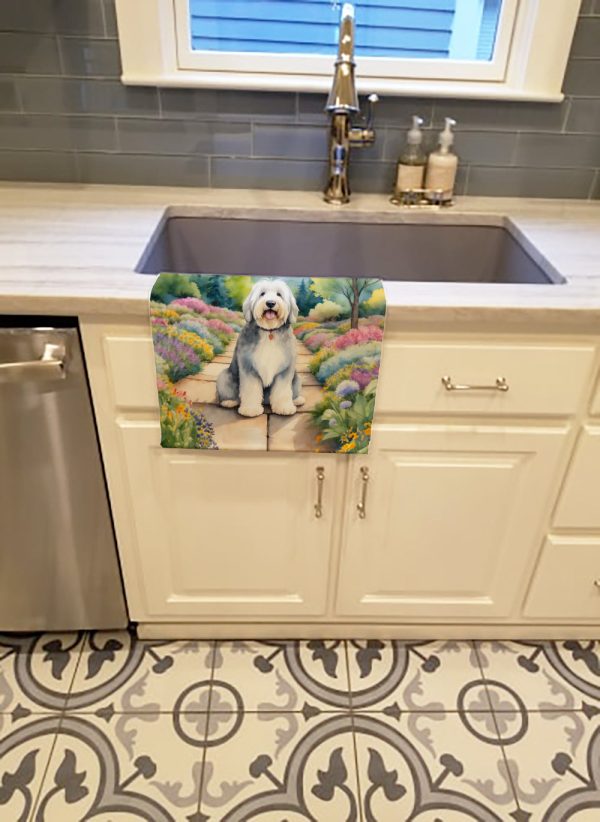 Old English Sheepdog Spring Path Kitchen Towel Discount - Image 2
