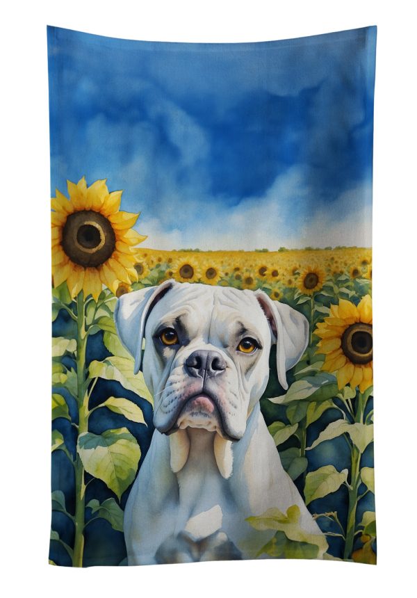 Boxer in Sunflowers Kitchen Towel Discount