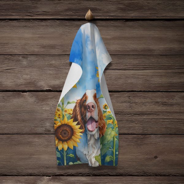 Welsh Springer Spaniel in Sunflowers Kitchen Towel Hot on Sale - Image 4