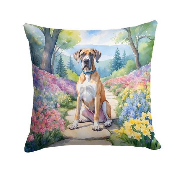 Great Dane Spring Path Throw Pillow on Sale
