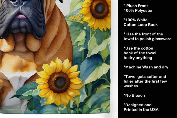 Bullmastiff in Sunflowers Kitchen Towel For Sale - Image 5