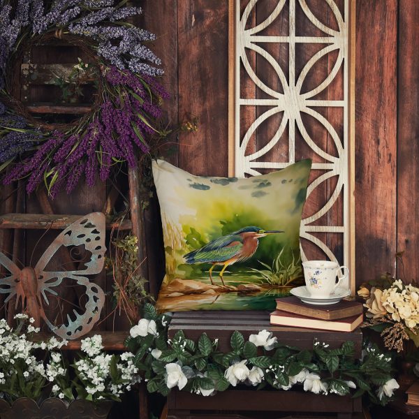 Green Heron Throw Pillow Hot on Sale - Image 5