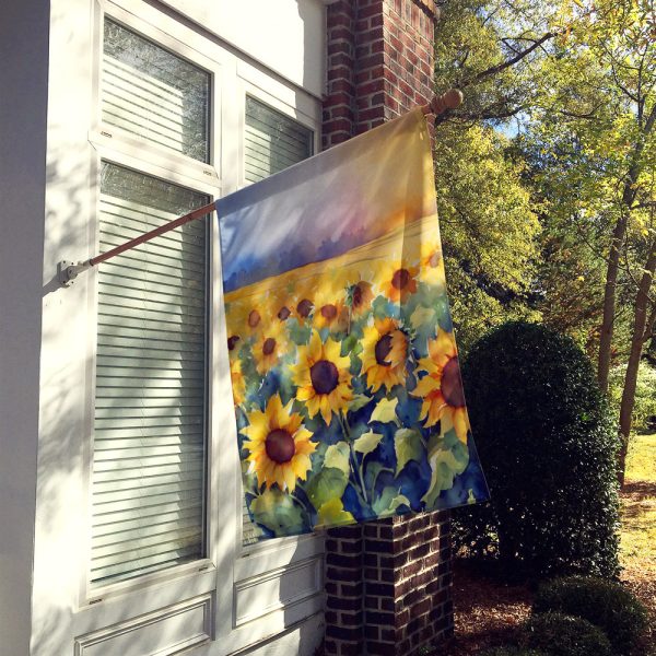 Sunflowers in Watercolor House Flag For Cheap - Image 2