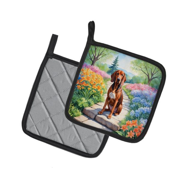Redbone Coonhound Spring Path Pair of Pot Holders Hot on Sale - Image 2