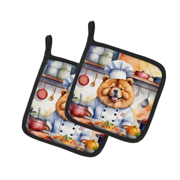 Chow Chow The Chef Pair of Pot Holders on Sale