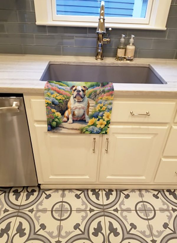 English Bulldog Spring Path Kitchen Towel For Cheap - Image 2