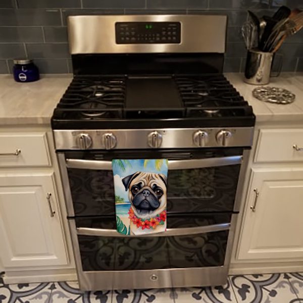 Pug Luau Kitchen Towel For Sale - Image 3