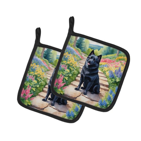 Schipperke Spring Path Pair of Pot Holders Online