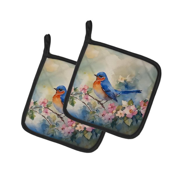 Bluebird Pair of Pot Holders For Sale