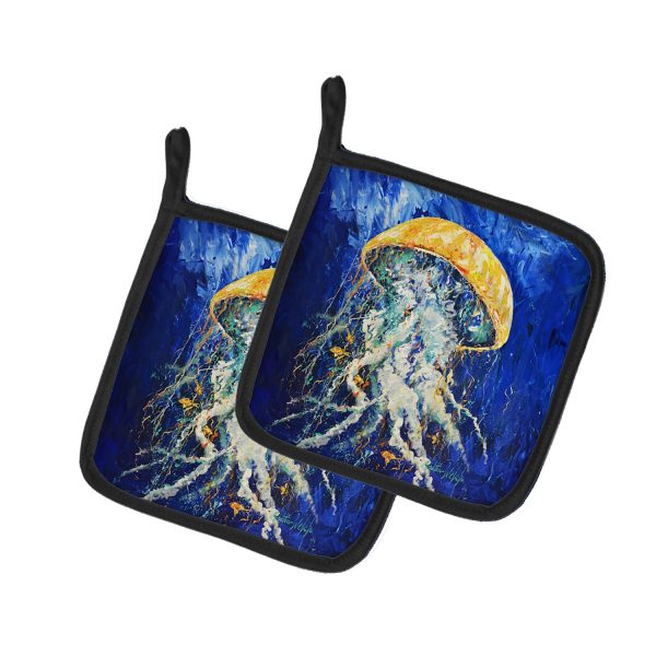 Free Fall Jellyfish Pair of Pot Holders Cheap