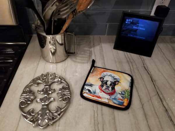 Boston Terrier The Chef Pair of Pot Holders Discount - Image 3