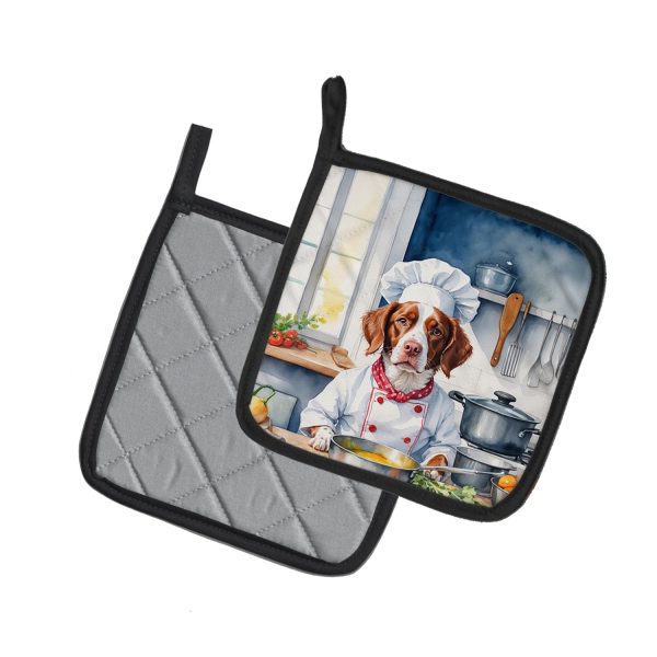 Brittany Spaniel The Chef Pair of Pot Holders Sale - Image 2