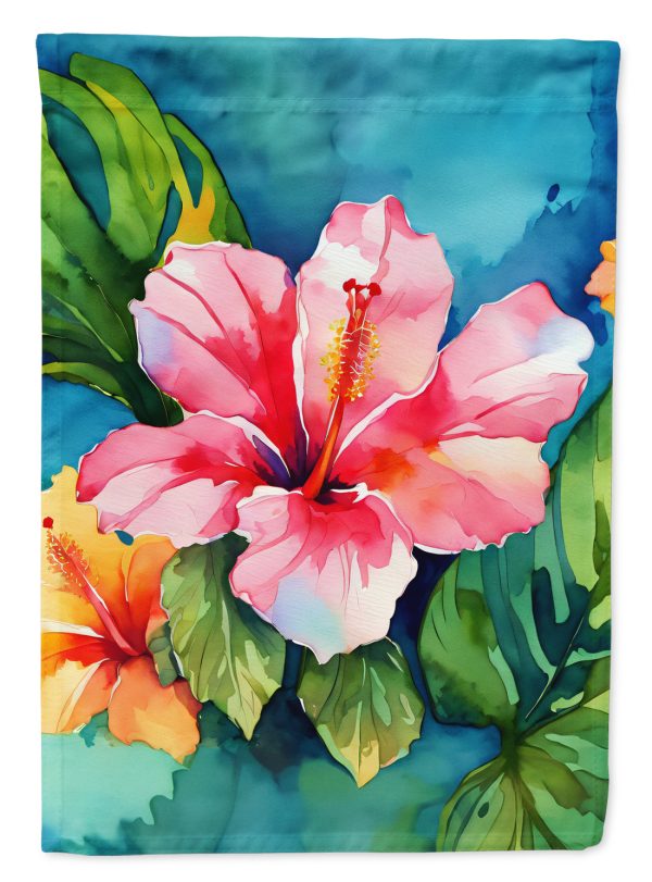 Hawaii Hawaiian Hibiscus in Watercolor House Flag Online Sale
