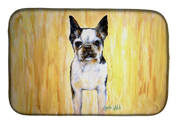 Boston Terrier Walker Two Dish Drying Mat Discount