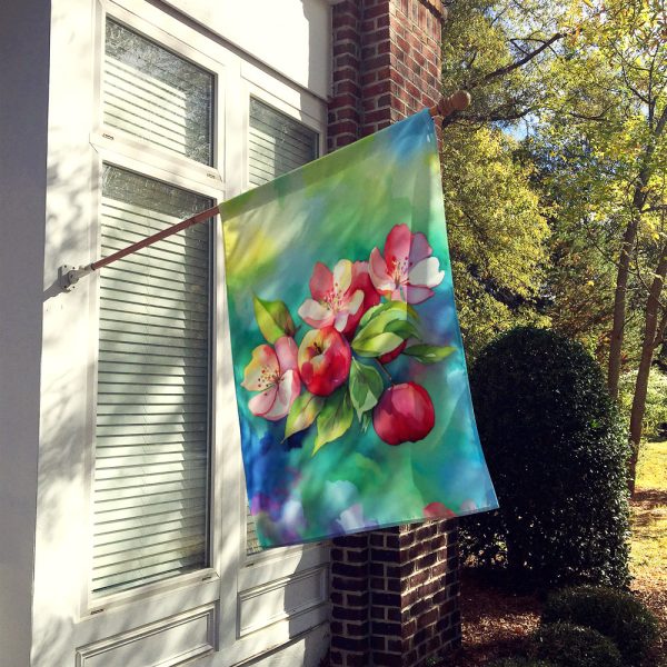 Arkansas Apple Blossom in Watercolor House Flag For Discount - Image 2