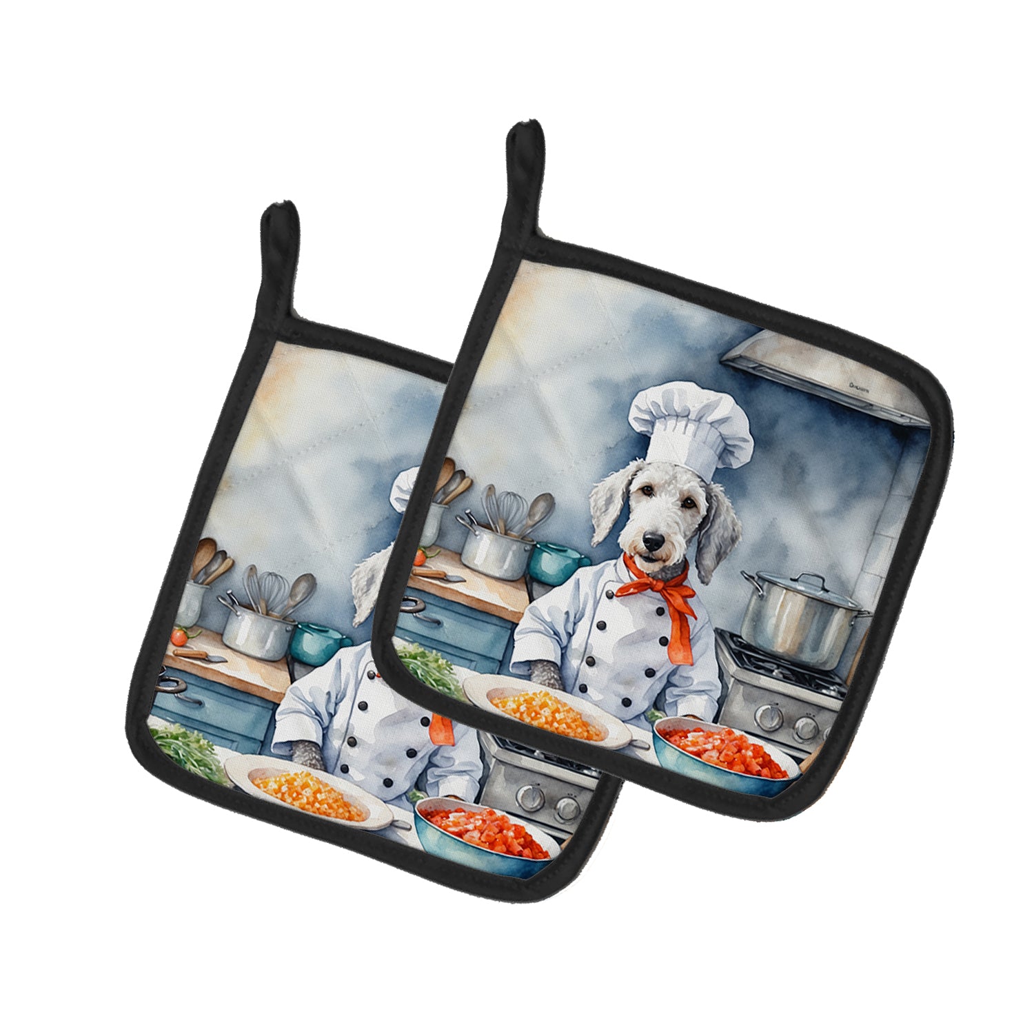 Bedlington Terrier The Chef Pair of Pot Holders Online Hot Sale