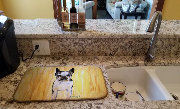 Boston Terrier Walker Two Dish Drying Mat Discount - Image 2