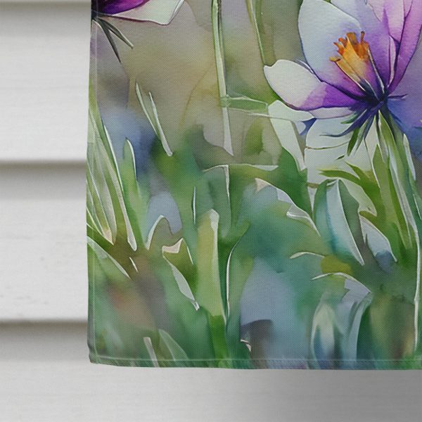 South Dakota Pasque Flowers in Watercolor House Flag Online now - Image 4